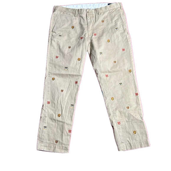 Polo Ralph Lauren Men's Vintage Embroidered Beige Khaki Chinos Size 36 x 30 - Picture 1 of 11